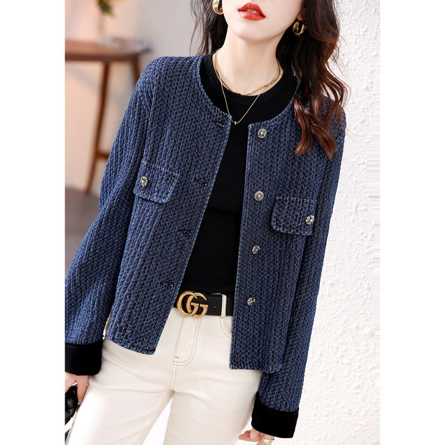 First-line big brand cut label foreign trade export brand discount women's retro small fragrance casual short denim jacket autumn