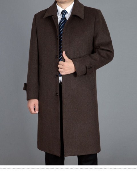 Áo len nam trung niên mùa thu và mùa đông áo len nam trung niên áo len cashmere trên đầu gối áo gió bố áo rét nam