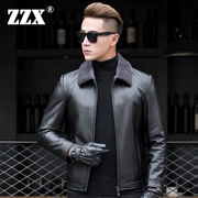 Ưu đãi đặc biệt giải phóng mặt bằng Quần áo da nam Áo khoác da nam dày áo khoác mùa đông ve áo xuống cộng với quần áo cotton