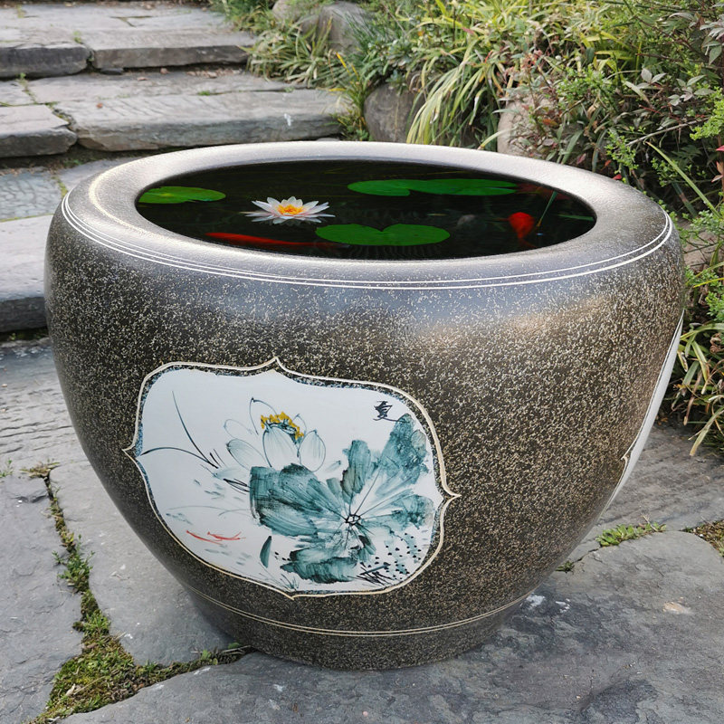 Jingdezhen ceramic fish tank water lily pot lotus tank Chinese Feng Shui tank balcony courtyard landing large tank