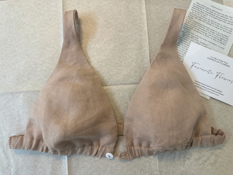 Pure Linen French-Style Triangular Cup Bra Without Underwire, Comfortable, Breathable, Antibacterial, Anti-Bump, Large Triangular Cup French-Style Bra