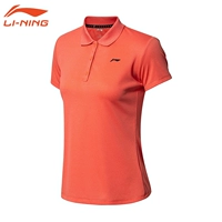 Áo thun nữ polyester tay ngắn Li Ning áo polo nữ màu đỏ nữ mới đào tạo loạt áo trắng nửa tay áo - Áo polo thể thao áo polo dài tay