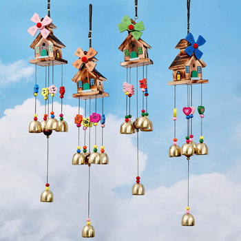 Colorful Box Windmill Wooden House Wind Chime Ornament, Fresh Home Decoration Hanging Piece, Student Gift, Souvenir from Scenic Spots