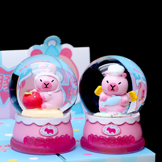 Pink Capybara Crystal Ball Blind Box Creative Capybara Daily Desktop Ornament Glowing Figurine Gift for Children