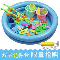Childrens Tennis Red Fishing Toy Fishing Pond Package Family Drama Water Magnetic Fishing Rod Puzzle Parenting Development Intellect