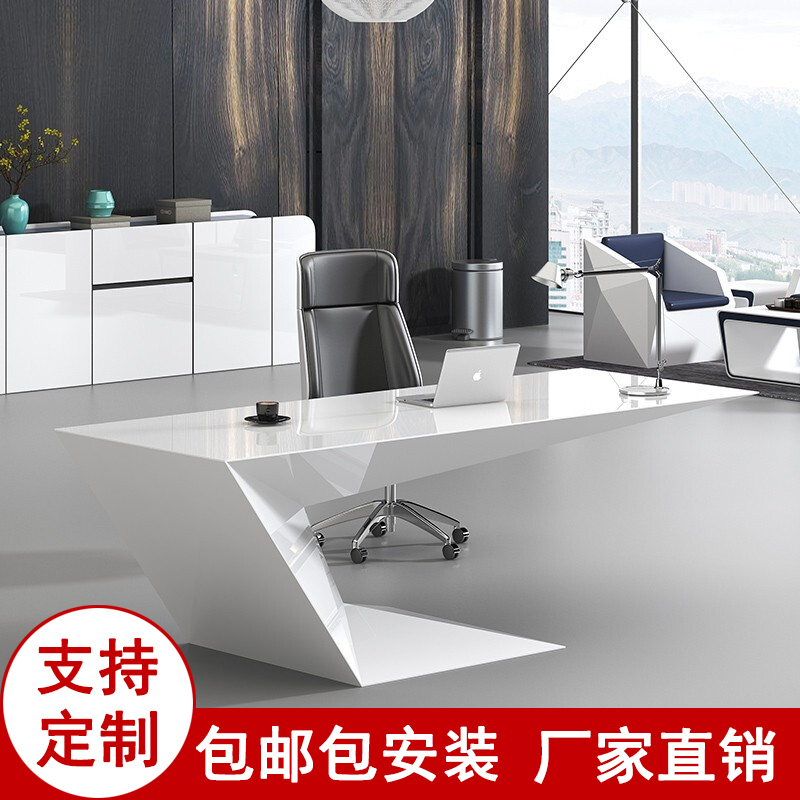 Baking Varnish Boss Table Big Bandai Desk Brief Modern President Manager Desk Chair Combined Big Bandae