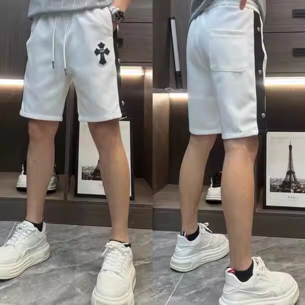 2026 Summer High-End Metal Cross Sports Casual Shorts for Men, Loose Luxury Five-Point Mid-Length Shorts Trendy