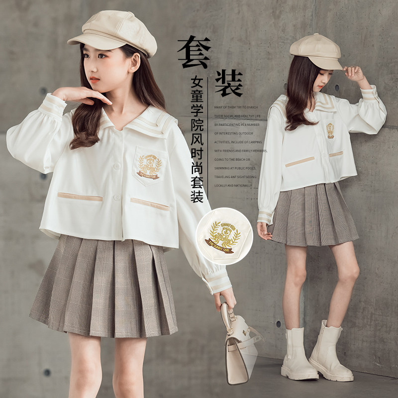Girl Skirt Suit 2021 Spring Dress New Child Loose Clothing Short Dress Two Sets Spring Autumn Korean Edition CUHK Children's Clothing