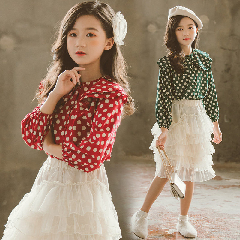 Girls' Western-style shirts 2021 spring new styles for big children and children's doll collar shirts spring and autumn girls fashion tops