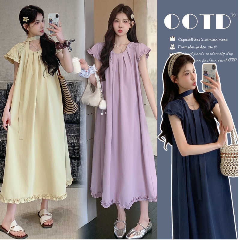 Maternity Wear 2026 Summer New Style French Chic Pregnancy High-End Outfit Maternity Dress Loose Maternity Dress