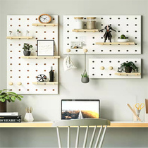 Nordic vertical solid wood separator study table containing exhibition shelf multifunctional table top hole plate free of perforated shelf