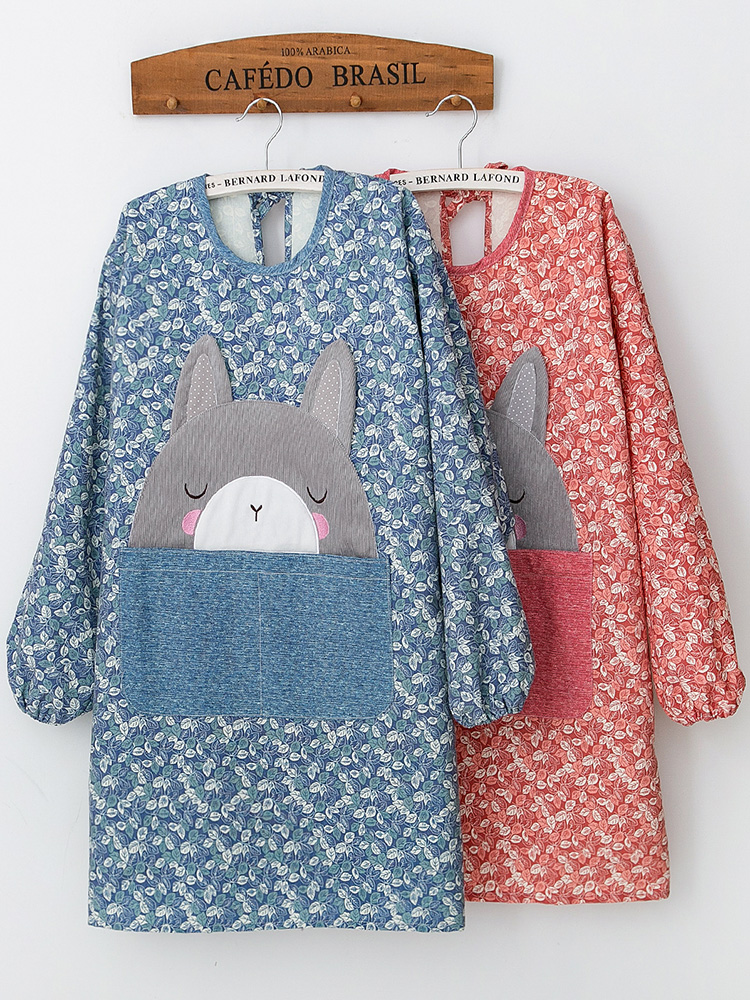 Winter long-sleeved apron female plus-size apron protective clothing Adult double-layer overcoat kitchen household overalls anti-dressing men