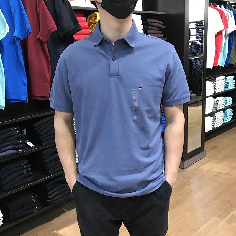 Canadian Tommy Hilfiger Men's Summer Business Casual Breathable Pique Cotton Short-Sleeved Polo Shirt Canadian Tommy Hilfiger Men's Summer Business Casual Breathable Pique Cotton Short-Sleeved Polo Shirt
