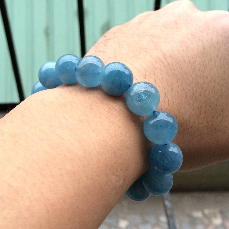 Brazil Chính hãng Ice Seed tự nhiên Bán vòng đeo tay Aquamarine màu xanh bán thấm Nữ Aquamarine Crystal Bracelet vòng tay may mắn