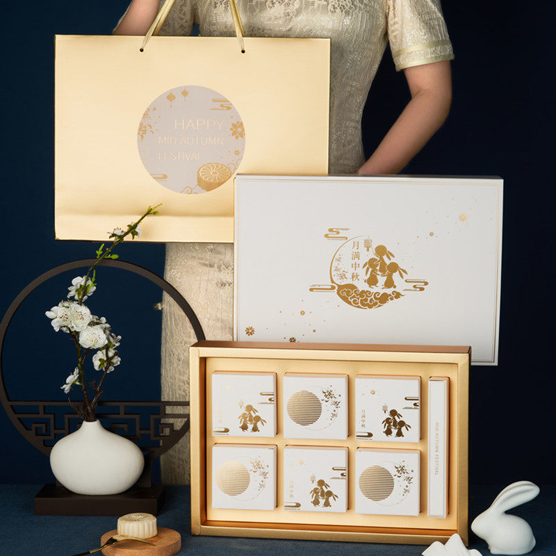Mooncake box packing box 6 8 high-grade creative ice skin 50 80g custom egg yolk crisp 2022 Mid-Autumn Festival gift box