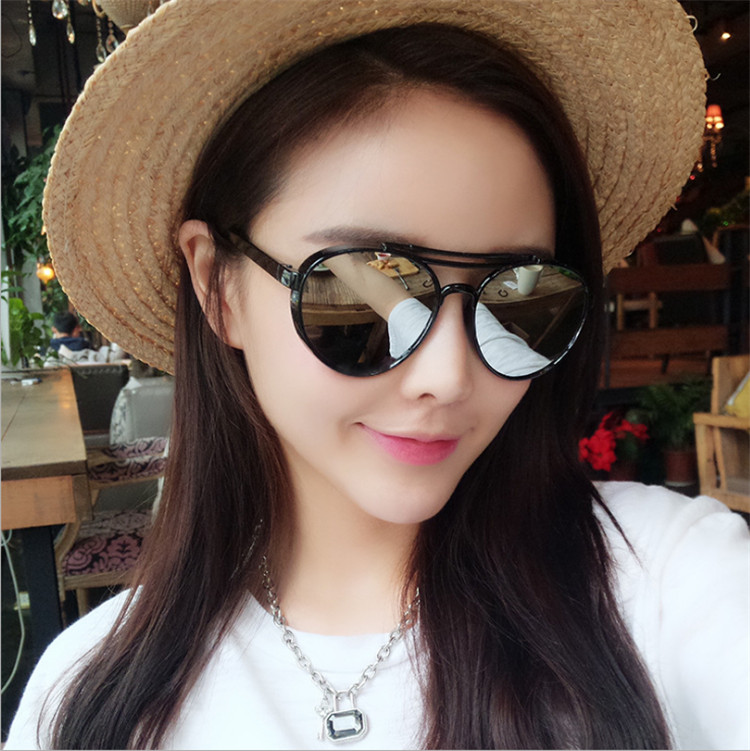 2018 cổ điển ladies big hộp sunglasses sunglasses sunglasses Hàn Quốc phiên bản của xu hướng của UV điều khiển gương mặt tròn