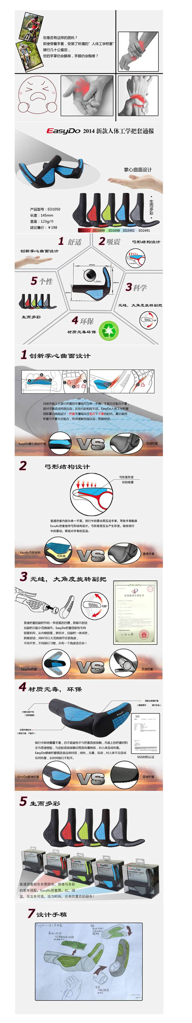 Poignées de vélo EASYDO - Ref 2353160 Image 3