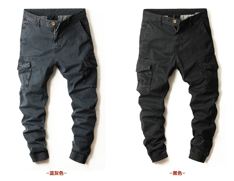 Sasa son xuân hè quần nam phiên bản Hàn Quốc của xu hướng cotton cũ chân váy dụng cụ nam giản dị Slim - 3/4 Jeans quần jogger túi hộp