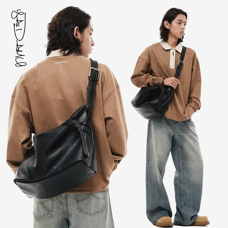 Kuroda Yawei's Original Diagonal Zipper Design Crossbody Bag for Men, High-End Commuter Large Bag, Soft Leather Hobo Bag for Women Kuroda Yawei's Original Diagonal Zipper Design Crossbody Bag for Men, High-End Commuter Large Bag, Soft Leather Hobo Bag for Women