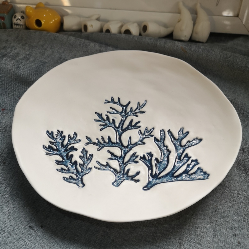 Ink Porcelain, Porcelain Crafts, Ceramic Coral Plate, Fruit Plate Ink Porcelain, Porcelain Crafts, Ceramic Coral Plate, Fruit Plate