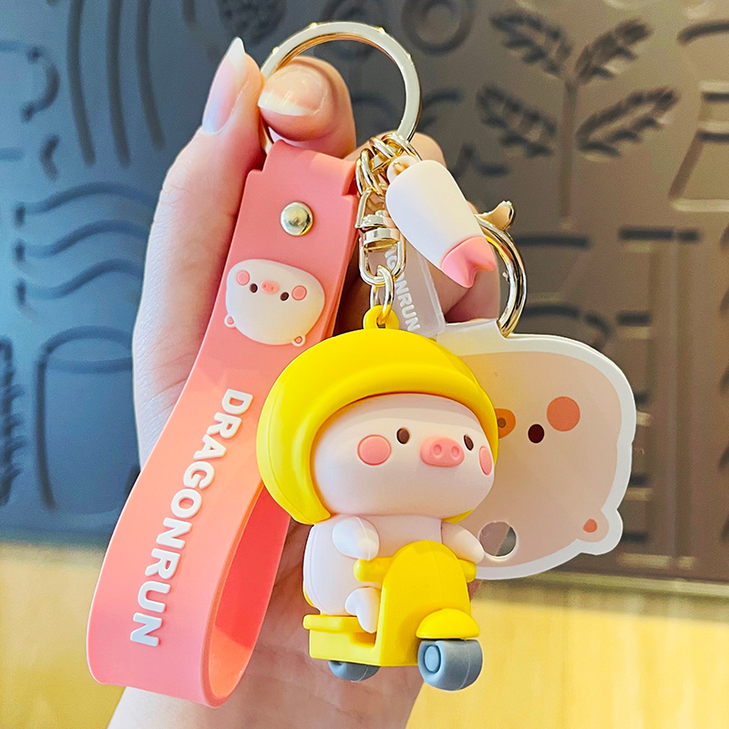 Car Keychain Cute Piggy Pendant for Women Exquisite Couple Bag Accessory Cartoon Doll Car Key Chain&4