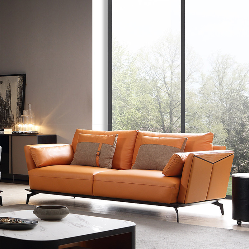 Now minimalist Genuine Leather Sofa-Style Extremely Minimalist Industrial Wind Sofa Nets Red 23-four-place sofa Combined Living room