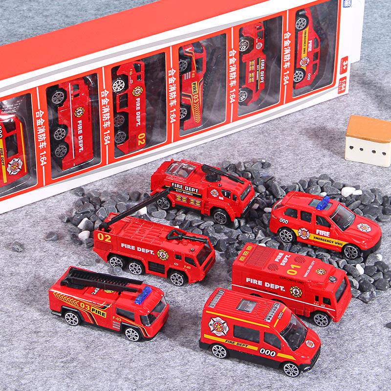 Alloy car boy fire engineering car toy children's 3-year-old pull back children's toy car set All kinds of cars