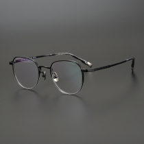 Japan ultra-lightweight sheet 9G irregular square commuter business glasses frame full frame frame with myopia pure titanium