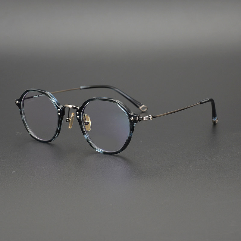 Japanese Taste Selection Handmade Old Irregular Shape Plank Eyewear Frames for Nearsighted Men And Women Pure Titanium Frames