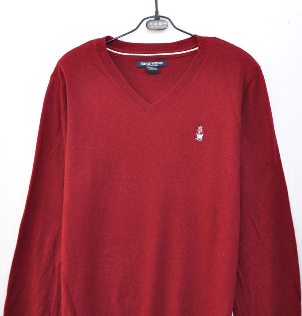 Một vài mẫu mùa xuân và mùa thu mỏng gấu áo len cashmere táo đỏ cổ áo len cashmere chạm đáy áo len 165-170CM - Áo len Cashmere blazer nam