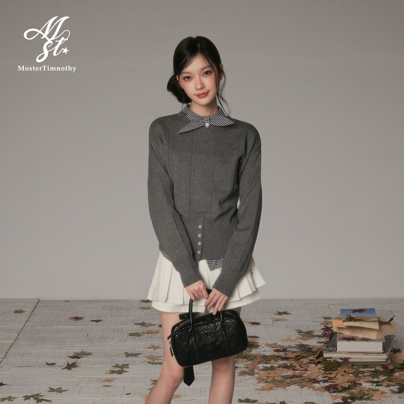 Moster Timnothy Original Spring and Autumn Design Round Neck Sweater, Feminine Pullover Knit Top