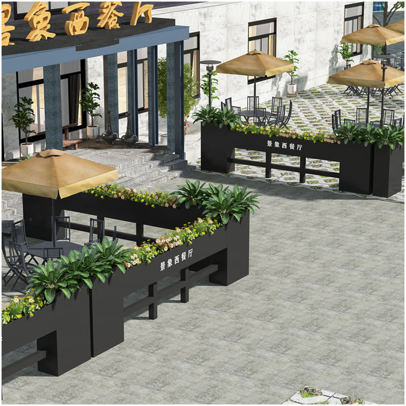 Wrought iron flower box Outdoor municipal scenic area flower bed combination catering milk tea shop outside the fence flower slot frame square fence