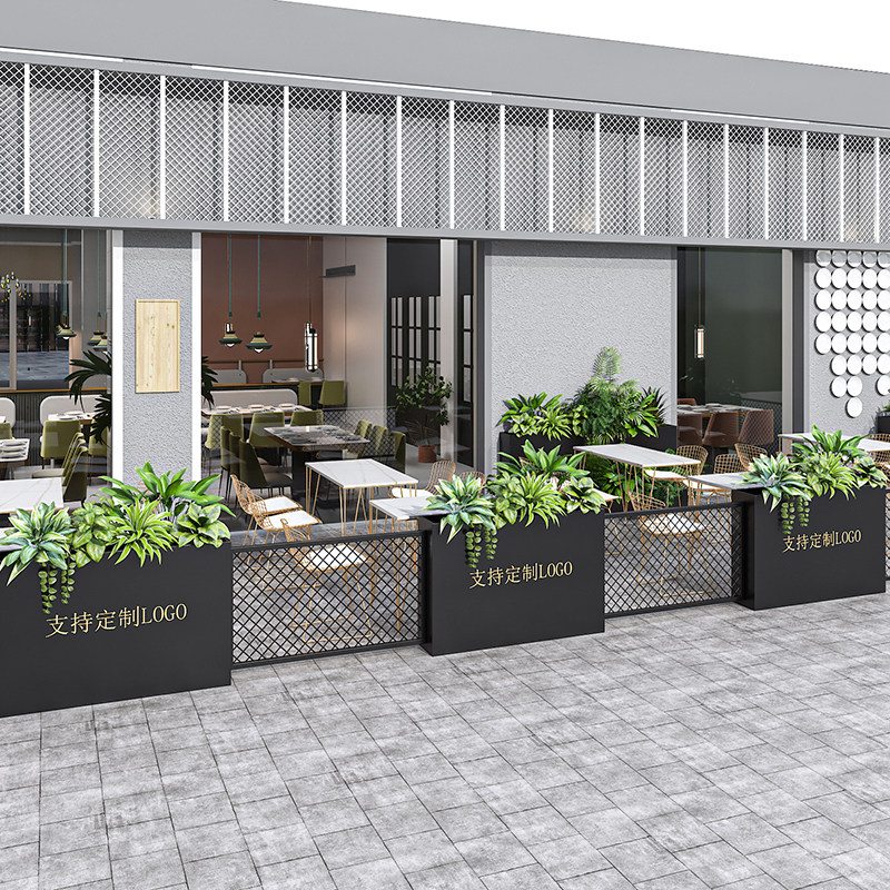 Outdoor Flower Case Iron Art Fencing Combined Urban Landscape Catering Milk Tea Shop Fence Flower Trough Cafe Outside Swing Flower Beds