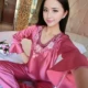 Bộ đồ ngủ lụa mùa xuân và mùa thu lụa dài tay mùa hè phiên bản Hàn Quốc của phần mỏng thanh niên kích thước lớn gợi cảm phục vụ nhà lụa