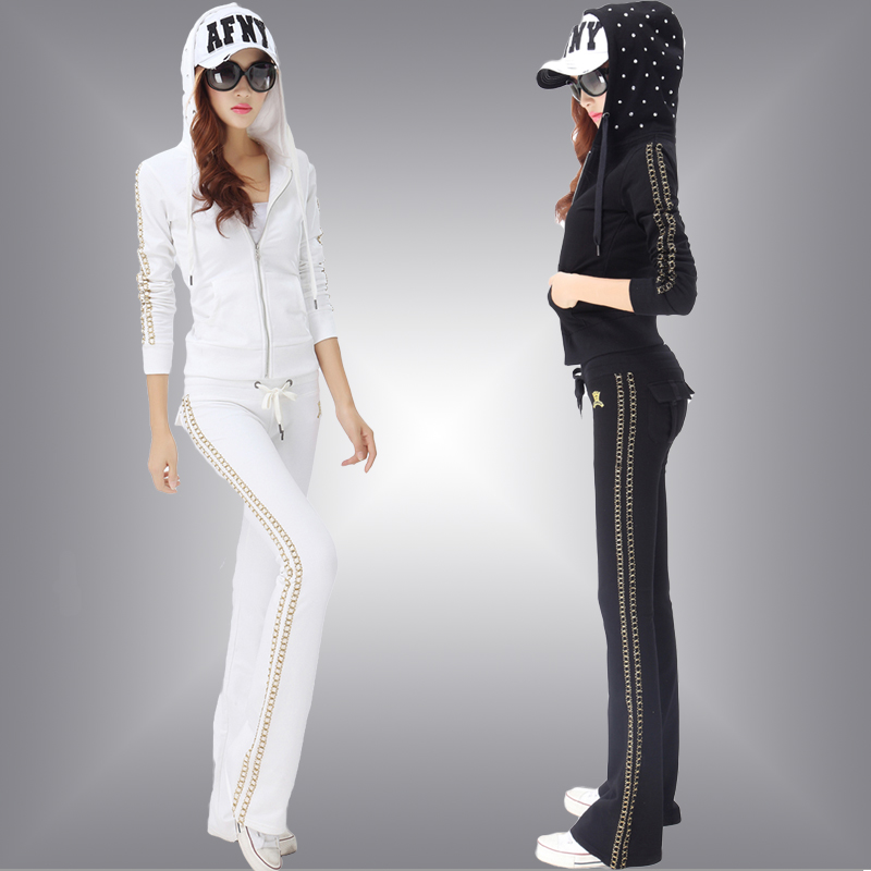 2017 autumn new sports suit women's spring and autumn self-cultivation and slimming Korean version fashion leisure running pure cotton two-piece suit