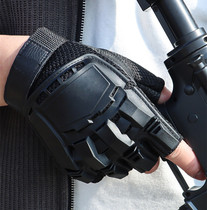Touch screen exoskeleton tactical explosion-proof gloves half-finger sheepskin outdoor cycling special forces military fans wear-resistant training patrol