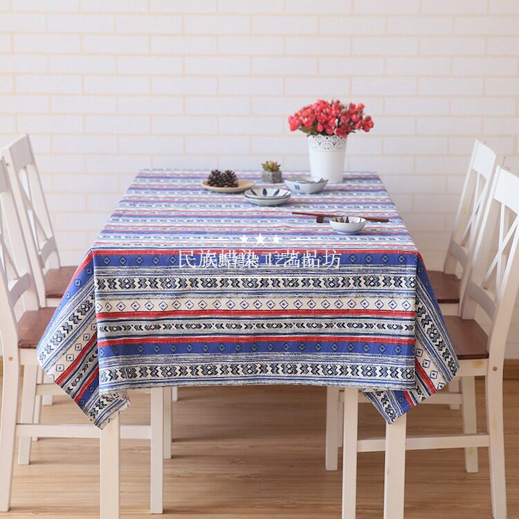 Ethnic style Southeast Asia Thai dining room tablecloth fabric Cotton and linen rectangular coffee table Household TV cabinet tablecloth cover towel