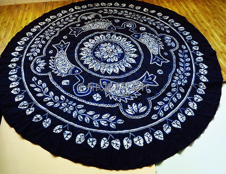 Yunnan White Ethnic Specialty Pure Handmade Zdyeing Round Table Cloth Hotel With Tablecloth Tablecloth Tablecloth Big Round Table Cloth 2 m