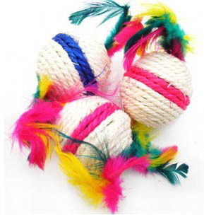 Cat Cat Toy With Feather Colored Sword Hemp Ball With Sand and Sloud and Grip Hemp Size number