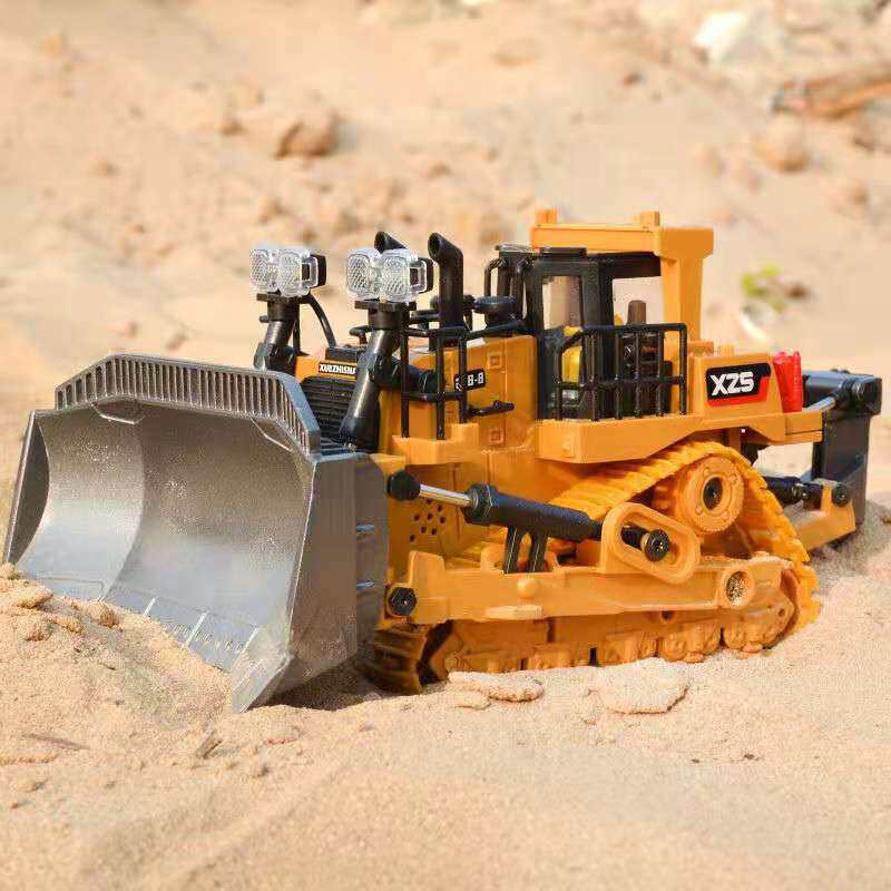 Nine-channel trackbulldozer metal shovel children remote control alloy engineering vehicle model toy excavator