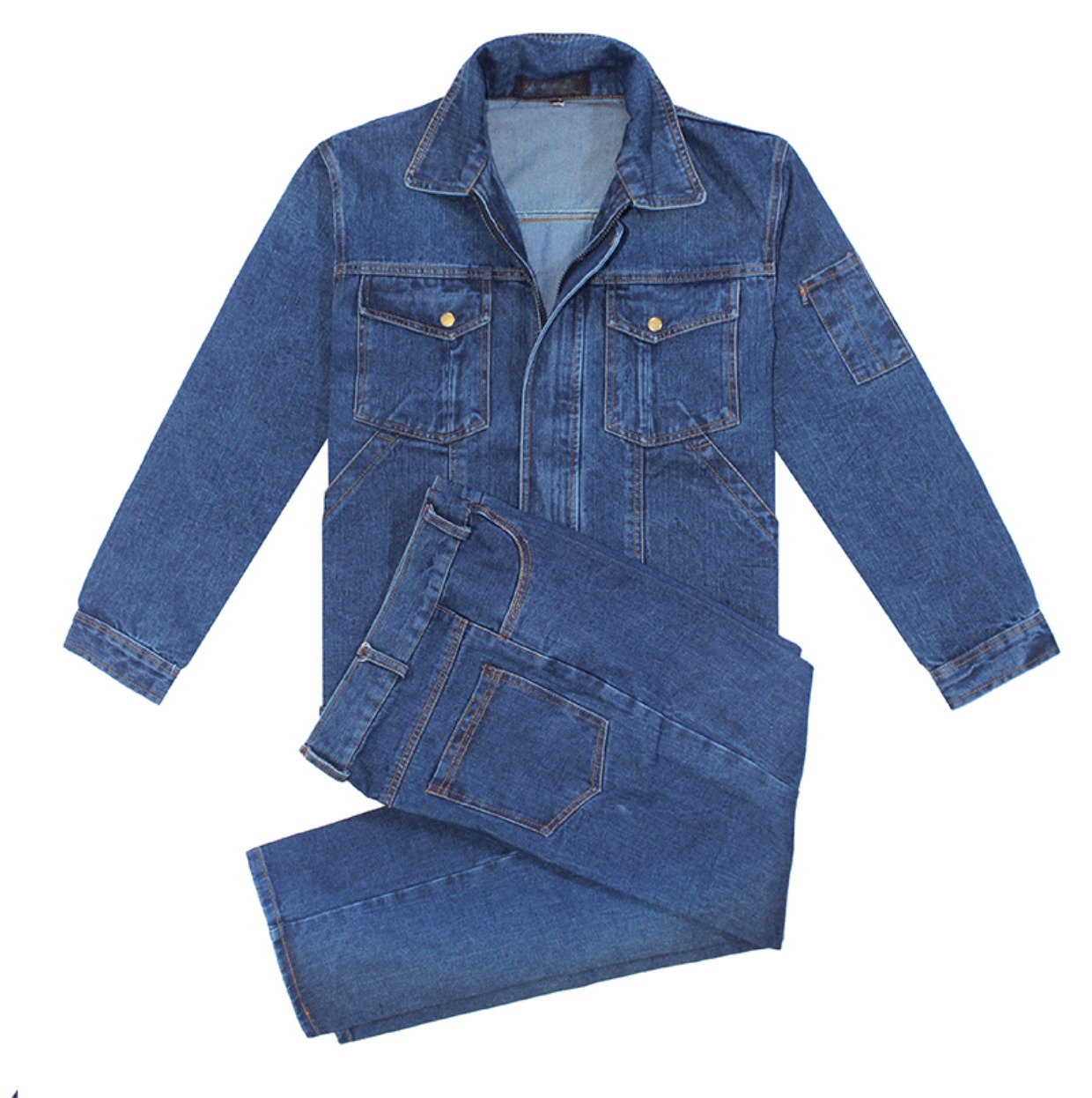 Mùa thu và mùa đông quần yếm denim phù hợp với nam giới dày mặc hàn bảo hiểm lao động quần áo xưởng xưởng bông dụng cụ nhà máy quần áo kiểu đồ bộ