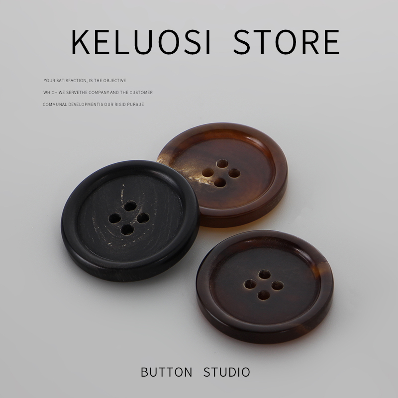 KELUOSI 天然本物のホーンボタン スーツボタン コートボタン ウィンドブレーカーボタン スーツカフスボタン コートセーターボタン