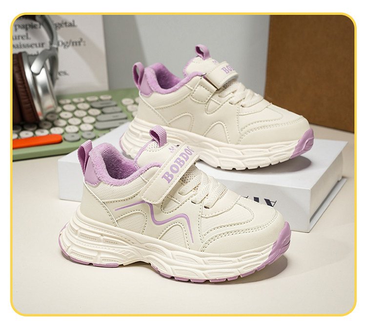 Babudou Children's Shoes Girls' Sports Shoes 2026 Spring and Autumn New Leather Waterproof Kids' White Sneakers Girls' Dad Shoes — 29