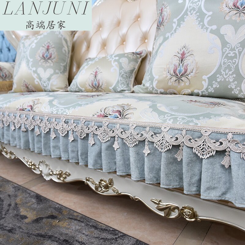 European-style sofa cushion non-slip four seasons universal living room leather sofa cover all-inclusive backrest pillow imperial concubine armrest custom-made