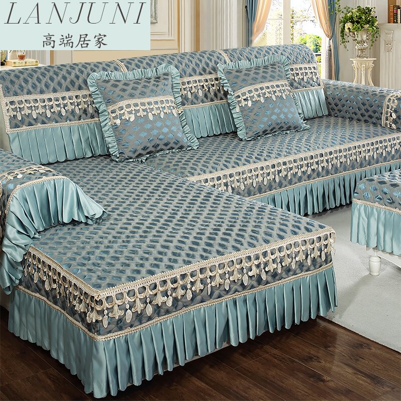 Sofa cushion four seasons universal non-slip cushion Nordic simple all-inclusive universal sofa cover set of thick embroidery