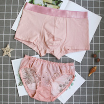 Couple underwear sexy passion transparent middle waist underwear set mesh large size lace thin mens flat corner female triangle