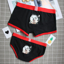 Couple underwear cotton men and women suit couple underwear breathable cartoon personality creative funny two ha boxer head