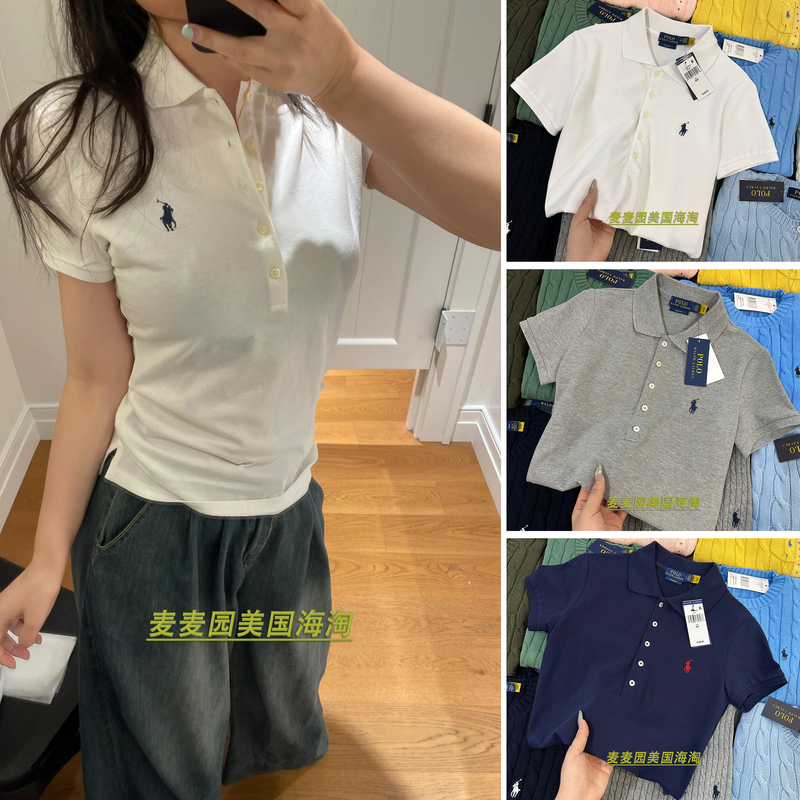Ralph Lauren American Version Lapel Short-Sleeve Pure Cotton Five-Button Slim-Fit Women's Polo