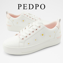 ALDO leather small white shoes womens 2022 summer new all-match flat sports casual shoes small daisy embroidered sneakers