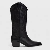 Notes 2021 autumn and winter New black fashion denim wind high heel boots Women boots rough heel high boots female knight boots